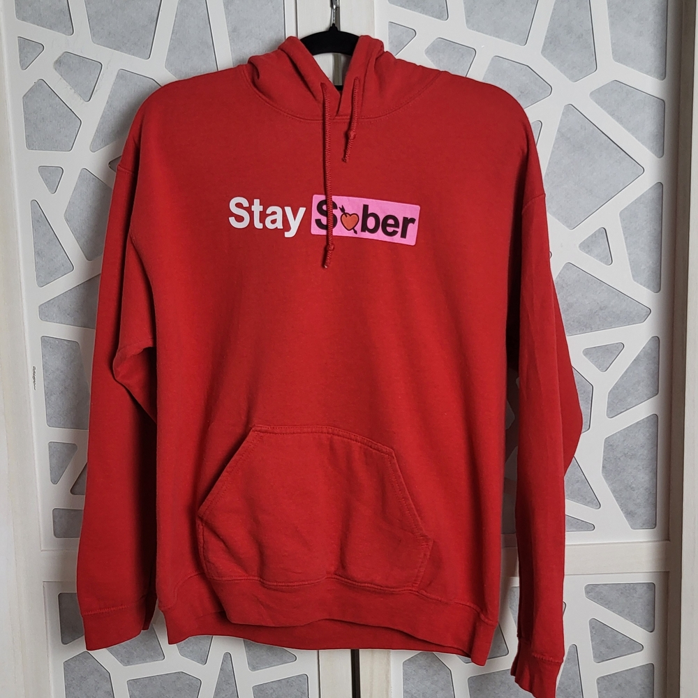 Stay Sober Red Hooded Sweatshirt - Unbranded